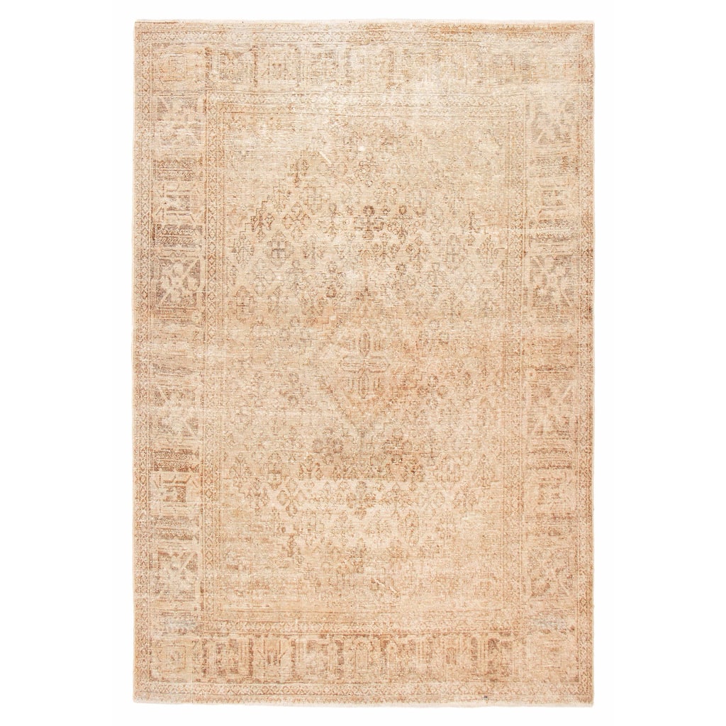ECARPETGALLERY Hand-knotted Antalya Vintage Khaki Wool Rug - 6'9 x 9'10