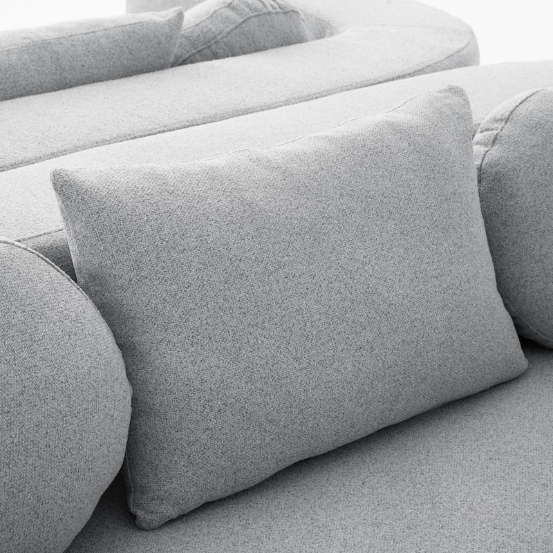 114.9" Modular Sectional Boneless Couch Sofa Bed with Deep Seats and Curved Design, Boucle Upholstered Sofa for Living Room