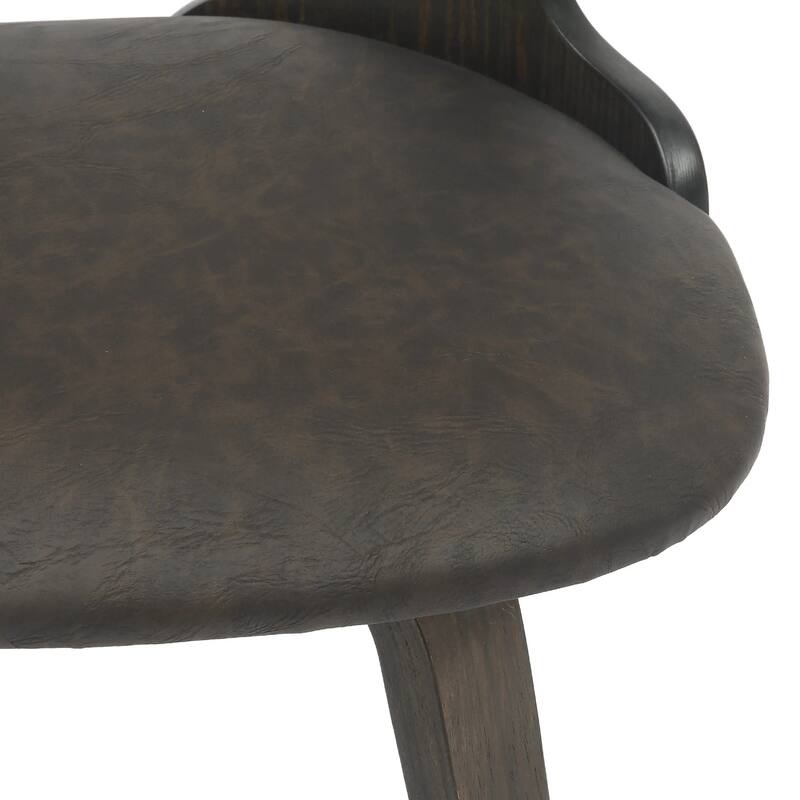 Klyne Leather Dining Chair with Poplar Wood Frame - Mid-Century Wooden Accent Chair with Swivel Base Set of 4