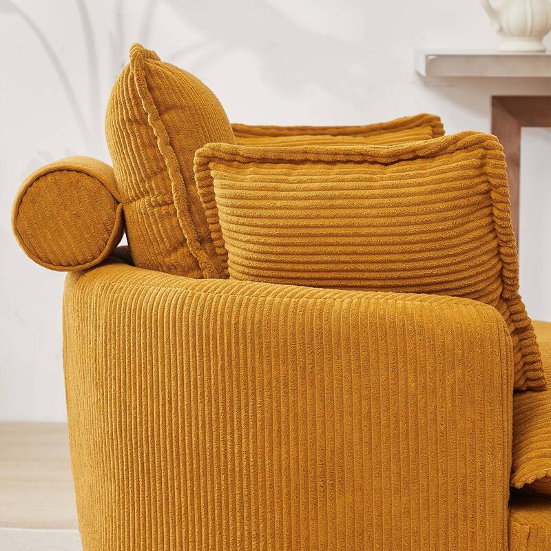 Oversized Swivel Chair with moon storage ottoman