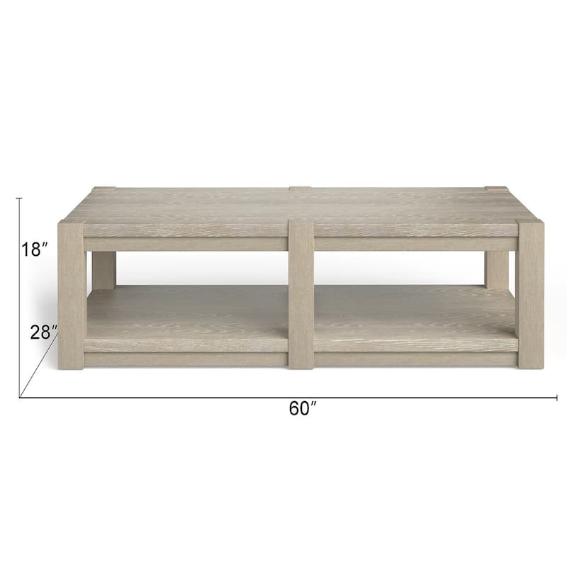 Magnussen Home Burgess Calico Grey Rectangular Shelf Cocktail Table With Casters - 60''W x 28''D x 18.13''H