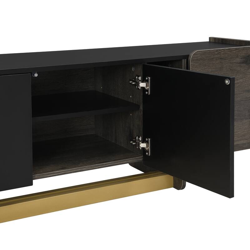 TV Stand for TVs up to 70 Inches, L-shaped Metal Base Television Cabinet TV Console with Drawer