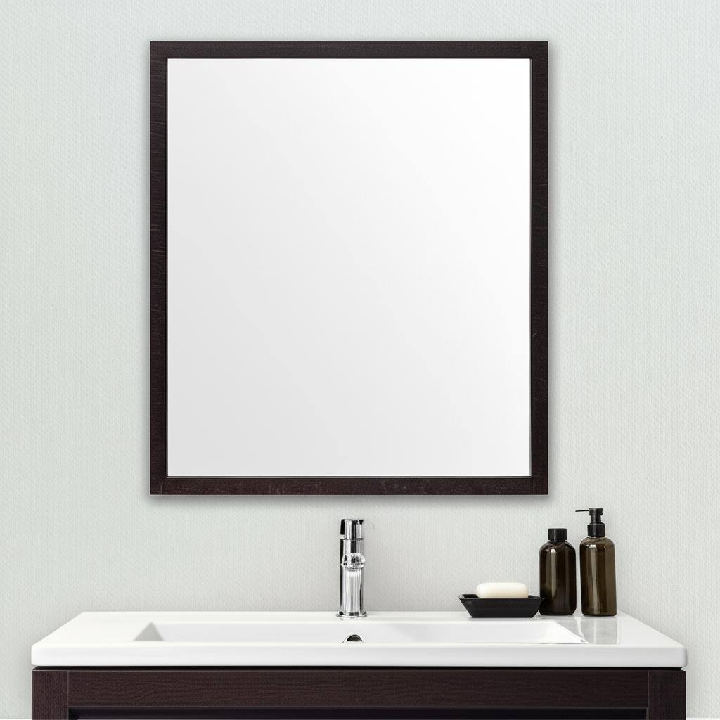 HomeRoots 26" Black Framed Bathroom Vanity Mirror - 21.50 in. x 25.50 in. x 1.75 in.
