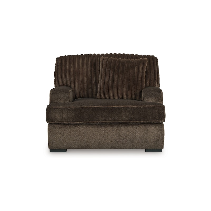 Ayle Oversized Chair, Accent Pillow Chocolate Brown Corduroy Polyester