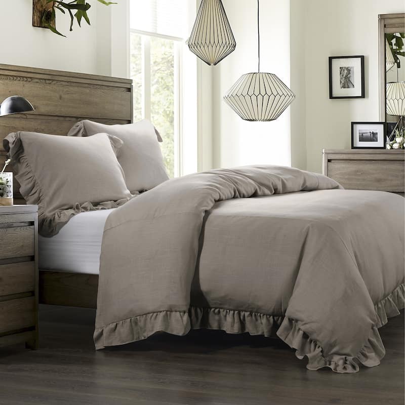 HiEnd Accents Lily Washed Linen Duvet Cover, 1PC