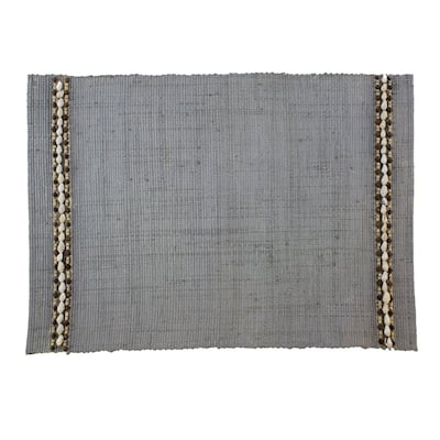 Grey Raffia Placemats Set of 4, 13" x 19"