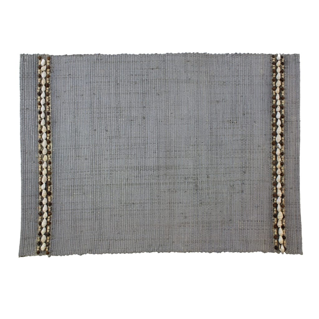 Grey Raffia Placemats Set of 4, 13" x 19"