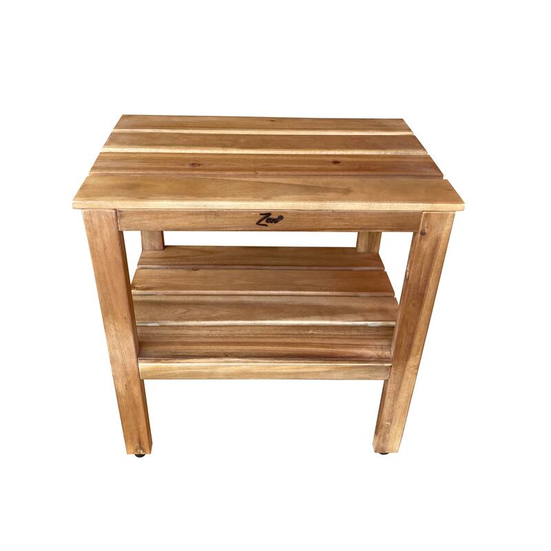 Zen® Acacia 18" Length Shower Bench with Shelf - 18"T x 18"W x 11.8"D