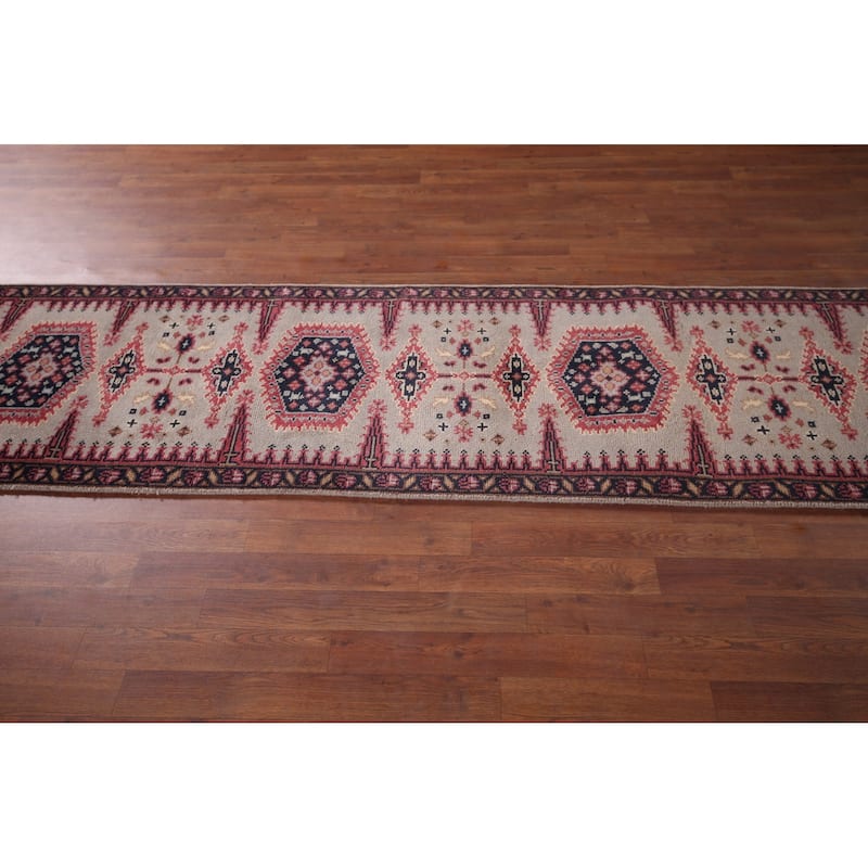 Geometric Viss Oriental Runner Rug Handmade Wool Carpet - 2'6"x 10'0"