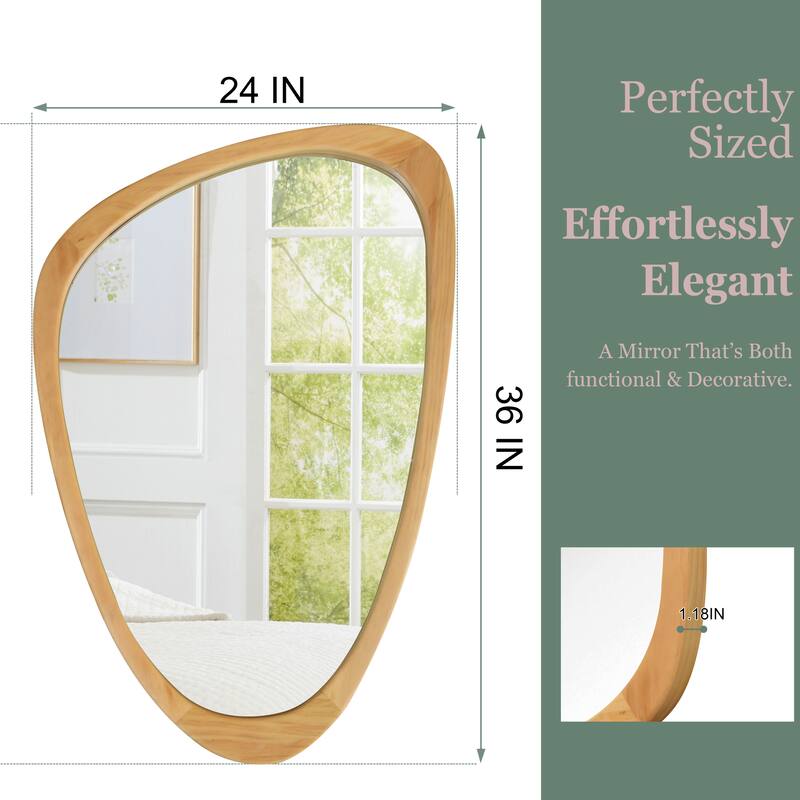Irregular Solid Wood Frame Decorative Mirror