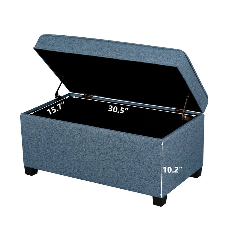 Adeco Linen Storage Ottoman Bench for Entryway or Bedroom
