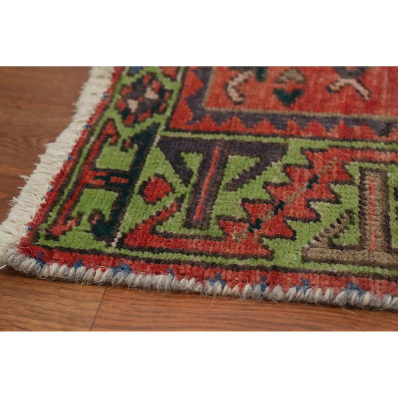 Hand Knotted Oriental 100% Wool Carpet Traditional Geometric Oranges & Rust Tabriz Runner Rug - 9' 10'' X 3' 1''