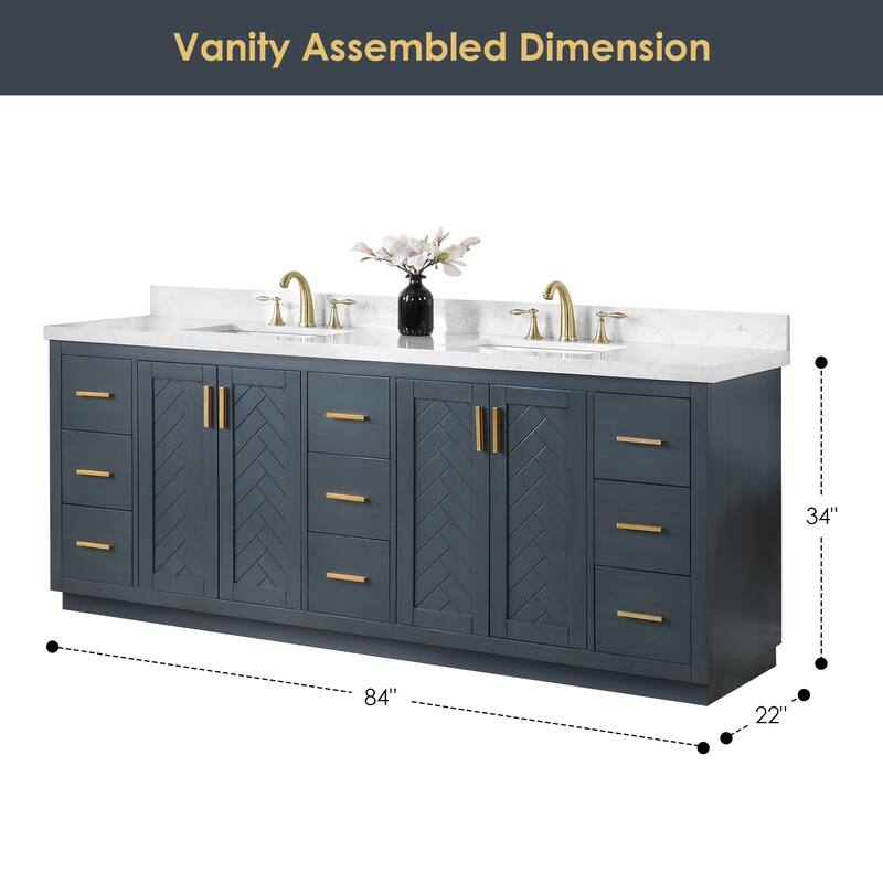 Altair Gazsi Bathroom Vanity with Composite Stone Countertop with Mirror