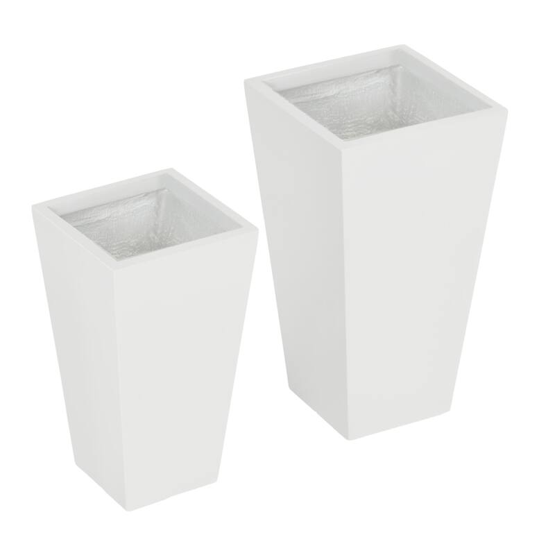 Outsunny 2-Pack Outdoor Planter Set, MgO Flower Pots with Drainage Holes, Durable & Stackable
