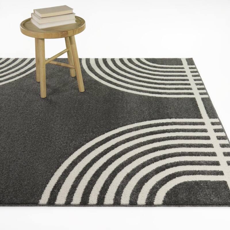 Ferry Arched Mid-Century Modern Area Rug - Black/White - 7'10" x 10'