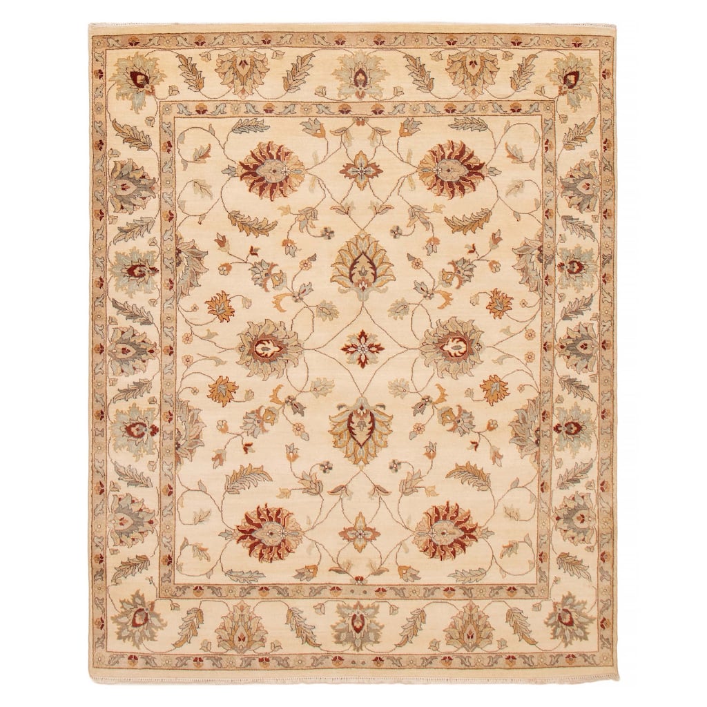 ECARPETGALLERY Hand-knotted Jamshidpour Cream Wool Rug - 6' 6" x 7' 11"