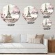 preview thumbnail 4 of 8, Designart 'Eiffel with Pink Flowers' Oversized French Country Wall CLock