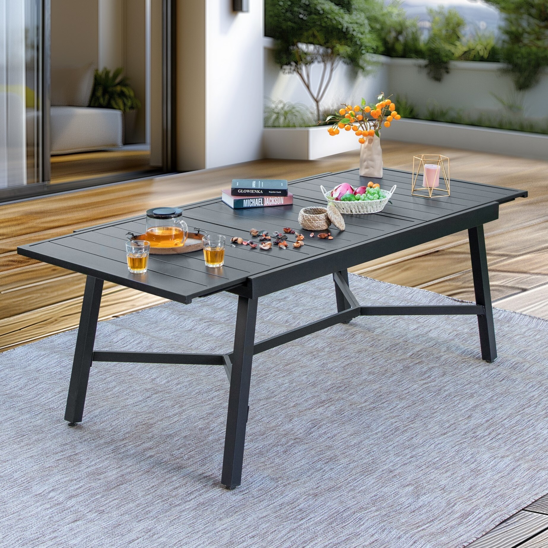 Patio Coffee Table LOKATSE HOME Outdoor Square Patio Metal
