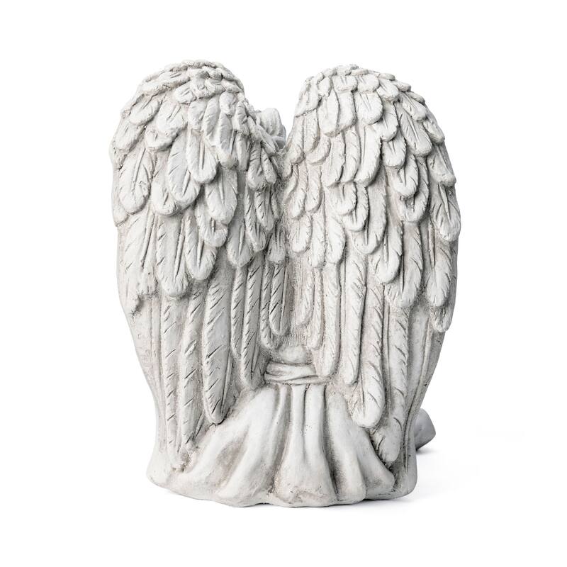 Glitzhome MGO Angel Garden Statue with a Birdbath Sleeping Angel Sculpture