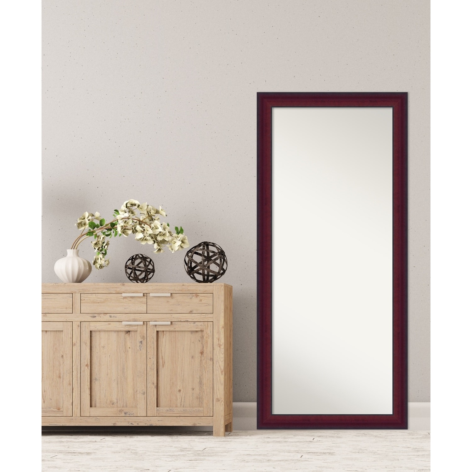 Canterbury Cherry Non-Beveled Wood Framed Full-Length Floor Leaner