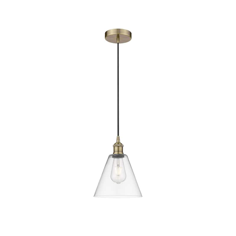 Innovations Lighting Berkshire - 1 Light 8" Cord Hung Mini Pendant - Antique Brass/Clear