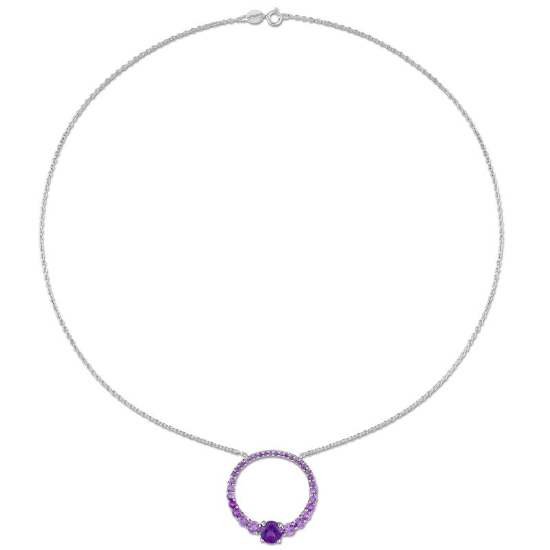 Miadora African Amethyst Open Circular Necklace in Sterling Silver