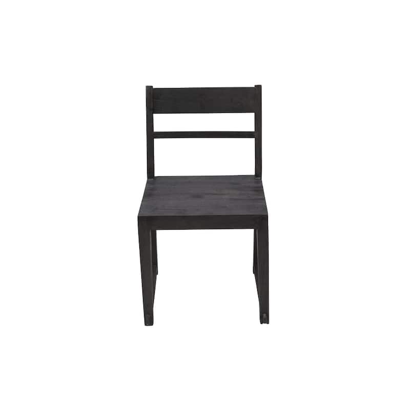 Set of 2 Dark Grey Ladder Back Dining Chairs with Solid Wood Legs - 19.50” x 19” x 34”