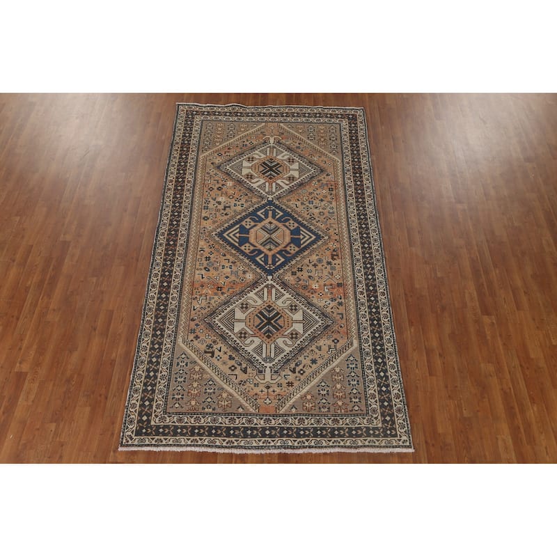 Tribal Animals Bakhtiari Persian Vintage Rug Hand-Knotted Wool Carpet - 5'5" x 9'11"