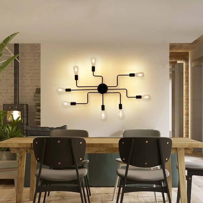 8 - Light Mid-Century Modern Industrial Spider Shape Circuit Board Semi-Flush Mount