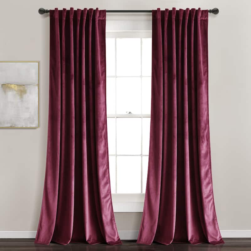 Lush Decor Prima Velvet Solid Light Filtering Back Tab Rod Pocket Window Curtain Panels Set