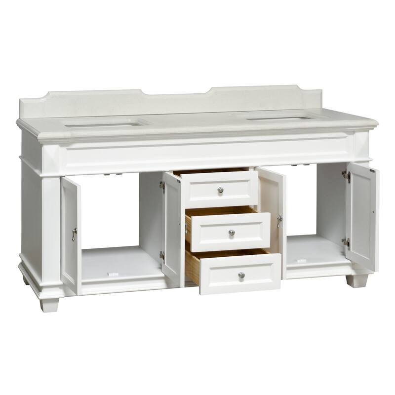 KitchenBathCollection Elizabeth 72" Double Bathroom Vanity with Quartz Top