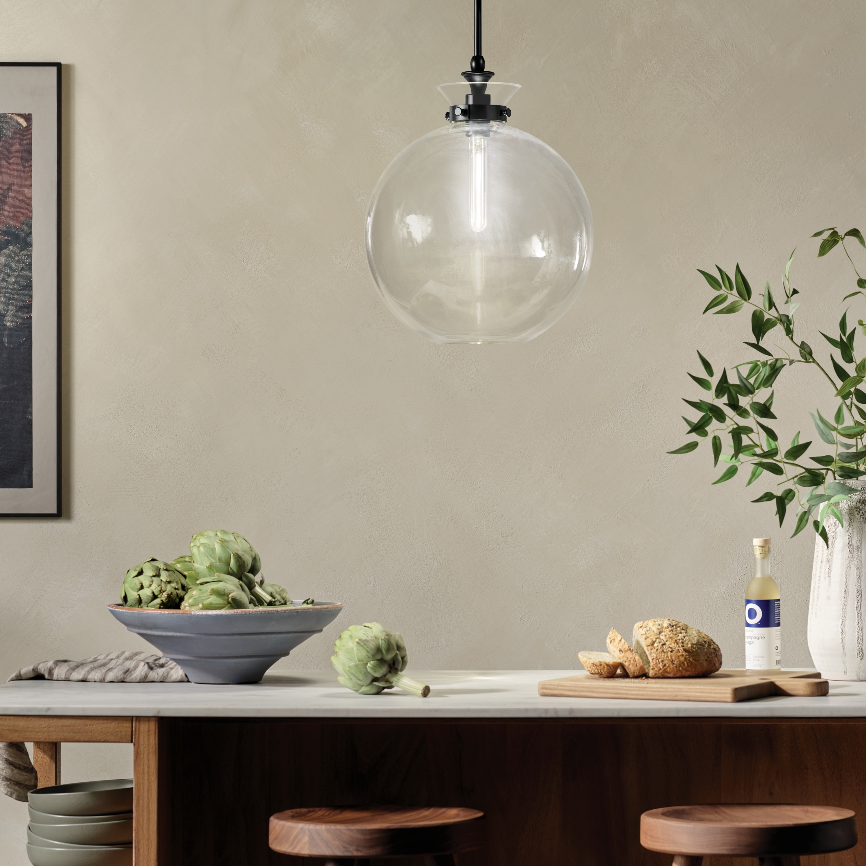 Kichler Lighting Laria 15 Inch 1 Light Pendant with Clear Glass in Black