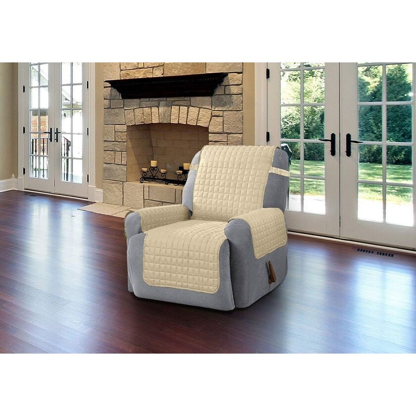 Diamond quilted stretch hotsell recliner cover with storage