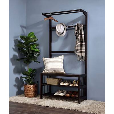 Whimsical Espresso Hall Tree with Metal Hook