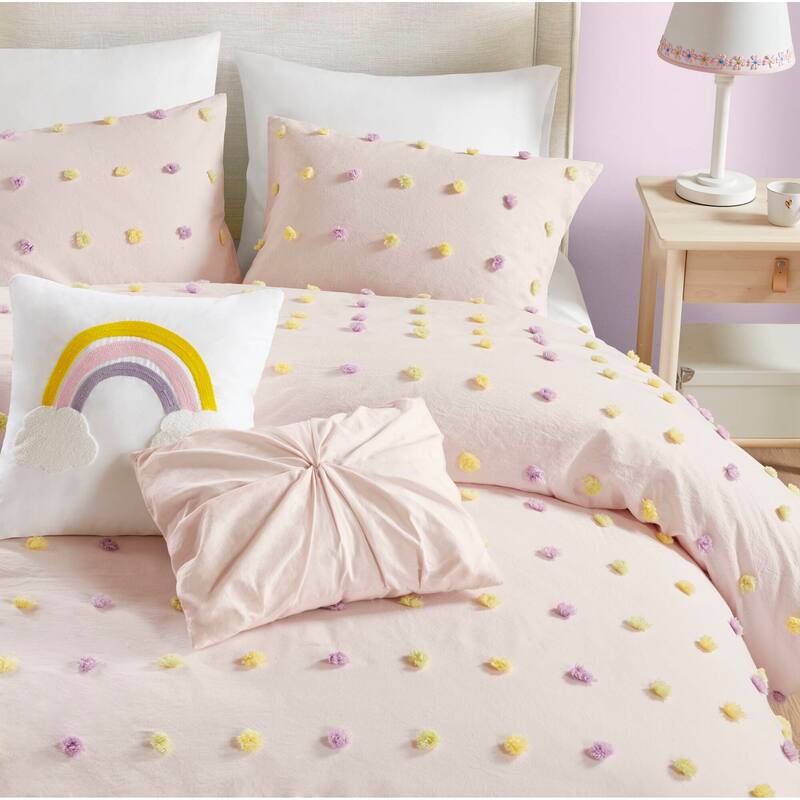 Intelligent Design Kids Callie Cotton Jacquard Pom Pom Comforter Set