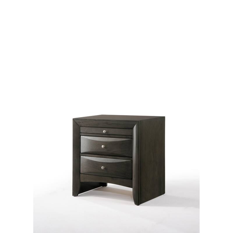 Gray Oak Nightstand with Drawer and Tray, Modern Elegance, Durable Construction