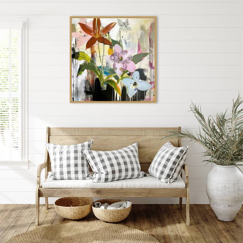 Floral Composition 1 by Elan Studios Framed Canvas Wall Art Print - Sylvie Bright Gold