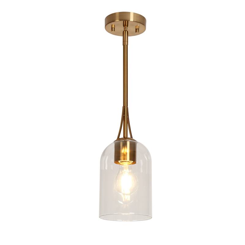 Modern 1-Light Gold Glass Pendant Light Kitchen Island Light - Brass Gold - D5.1"*H11.2"