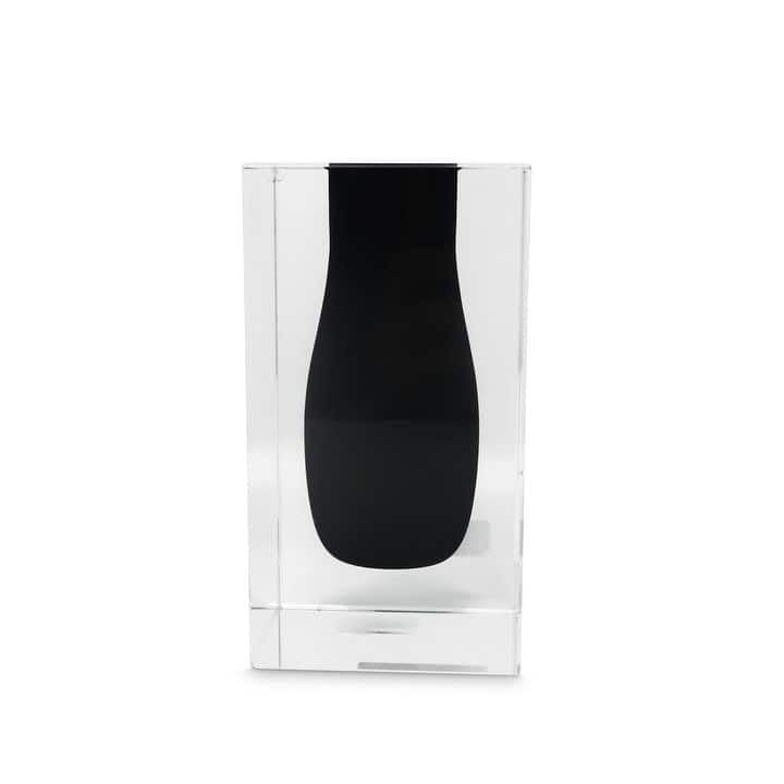 Crystal Bud Vase Double Wall Colored Inner - 3.25"L x 3.25"W x 6"H