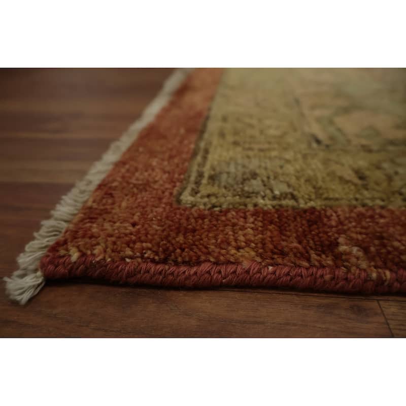 Hand Knotted Oriental 100% Wool Carpet Traditional Floral Oranges & Rust Heriz (serapi) Area Rug - 12' 0'' X 9' 0''