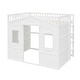 preview thumbnail 90 of 112, Solid Wood House Loft Bed with Window Design and Ladder, Twin/Full Size Playhouse Bed Loft Bed Frame with Guardrail for Kids