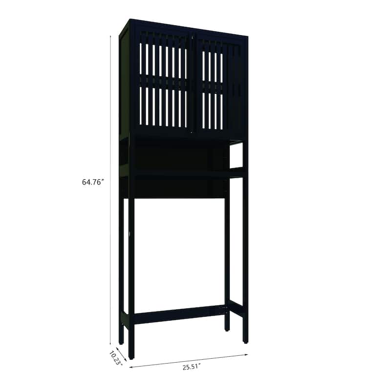 Sofucor Bamboo Over The Toilet Storage Cabinet&Bathroom Organizer,2 Doors and Open Storage Shelf,Space-Saving Bathroom Organizer