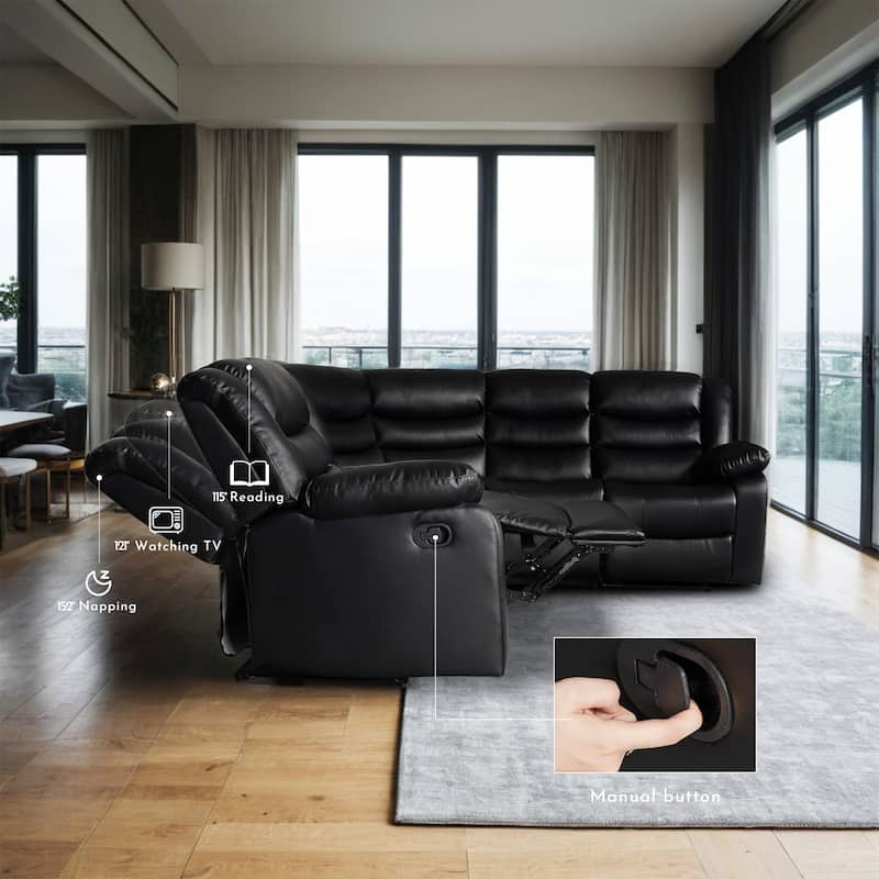 106'' Manual Reclining Modular Sectional Couch with 1 Console & 2 Cup Holders, Living Room/Office