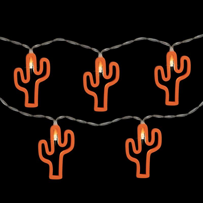 LED Cactus Patio Light Set - Orange - 4' Clear Wire - 10ct