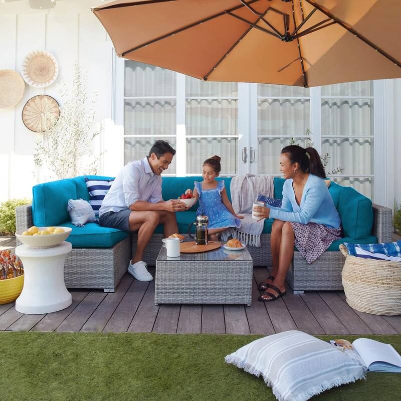14pcs Outdoor Couch Cushions,4" Waterproof Sectional Rattan Conversation Set Cushions(Only Cushions+Covers,No Sofa) - 14PCS
