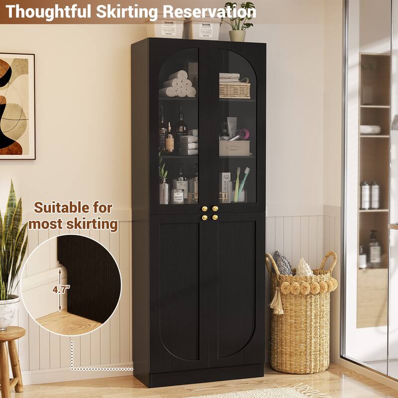 80" Tall Kitchen Pantry Storage Cabinet with 4 Doors & Adjustable Shelves, Freestanding 6-Tiers Buffet Cabinets for Dining Room