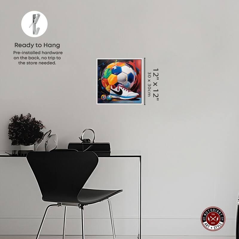 Notoriart Colorful Soccer Sneaker Splash Ii Framed Soccer 1 Piece Canvas Wall Art