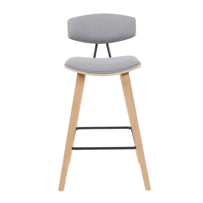 Fox Mid-Century Bar Stool, Upholstered Counter Height Chair with Bentwood Legs