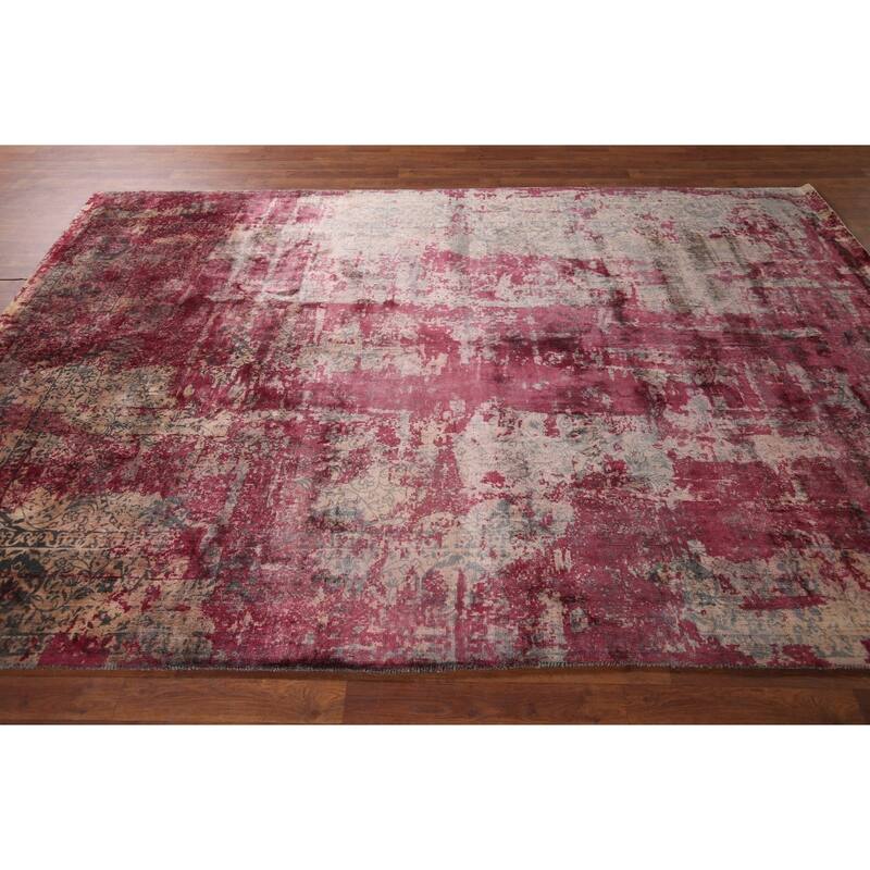 Contemporary Abstract Indian Area Rug Handmade Wool Carpet - 6'6"x 9'9"