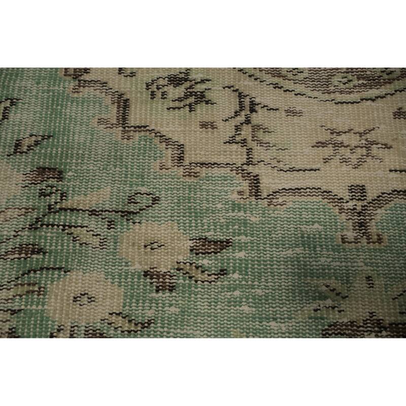 Hand Knotted Oriental 100% Wool Carpet Transitional Floral Green Anatolian Area Rug - 7' 9'' X 4' 10''